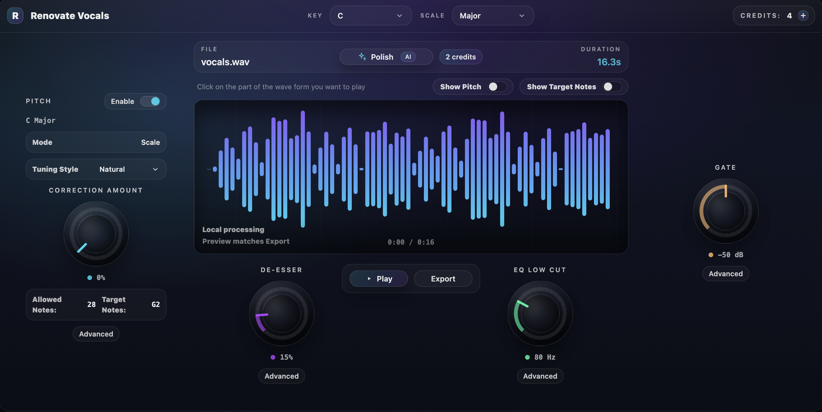 Renovate Vocals plugin UI